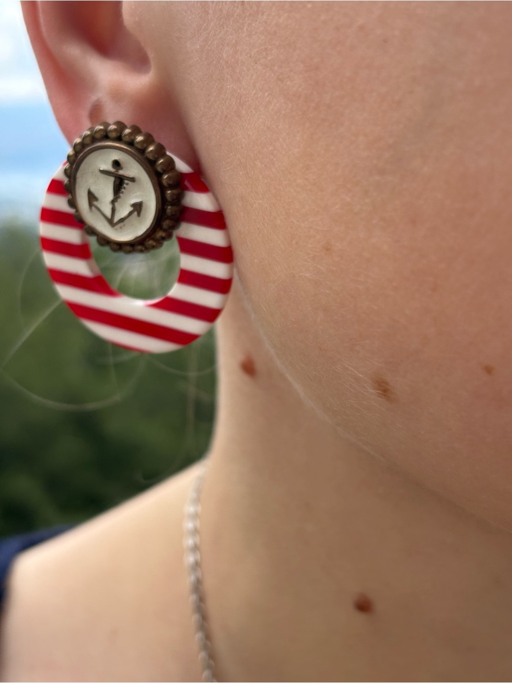 French Laminated Vintage Lucite Sailing Earrings